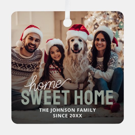 ファミリーフォトホームスイートホームクリスマス メタルオーナメント (正面)