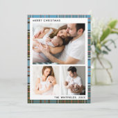 ファミリーフォトボタニカルクリスマスホリデーズタータンチェック シーズンカード (スタンド正面)