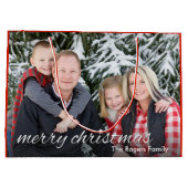 ファミリーフォトメリークリスマスカスタム ラージペーパーバッグ (裏面)