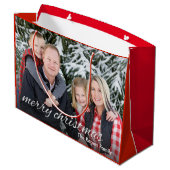 ファミリーフォトメリークリスマスカスタム ラージペーパーバッグ (裏面アングル)