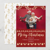 ファミリーフォトメリークリスマス金ゴールドクラシーレッド シーズンカード (正面/裏面)