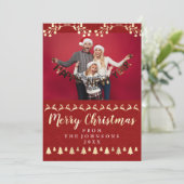ファミリーフォトメリークリスマス金ゴールドクラシーレッド シーズンカード (スタンド正面)