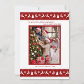 ファミリーフォトレッドホワイトトナカイのホリデーカード シーズンカード (正面)