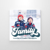 ファミリーフォトレトロタイポグラフィ パーソナライズされた フォトプリント           