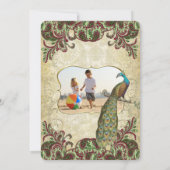 ファミリーフォトワイン&グリーンピーコッククリスマスカード シーズンカード (裏面)