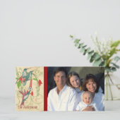 ファミリーフォトヴィンテージハミングバードハッピーホリデー シーズンカード (スタンド正面)