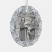 ファミリーフォト万華鏡のように千変万化するパターンスノーフレーク縁ど ガラスオーナメント (正面右)