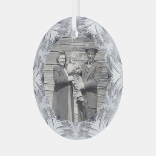 ファミリーフォト万華鏡のように千変万化するパターンスノーフレーク縁ど ガラスオーナメント (正面左)