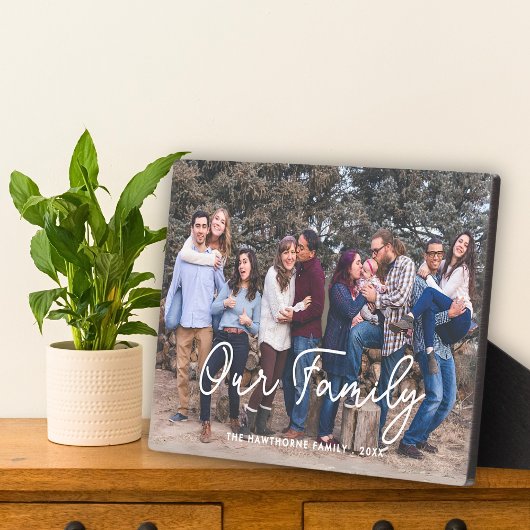 ファミリーフォト名スクリプトタイポグラフィカスタム文字 フォトプラーク