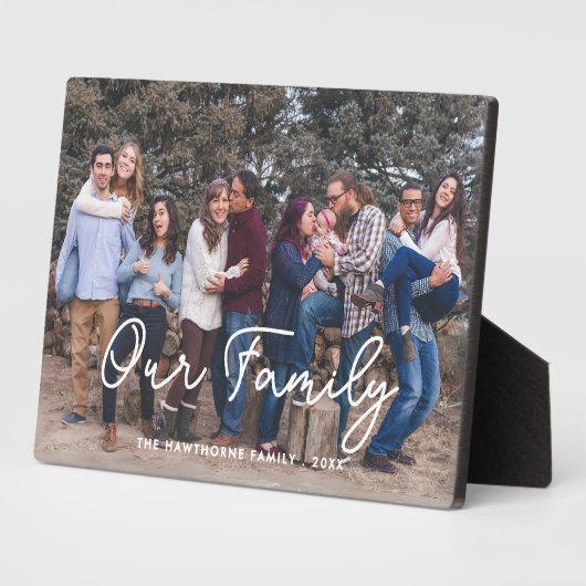 ファミリーフォト名スクリプトタイポグラフィカスタム文字 フォトプラーク (側面)