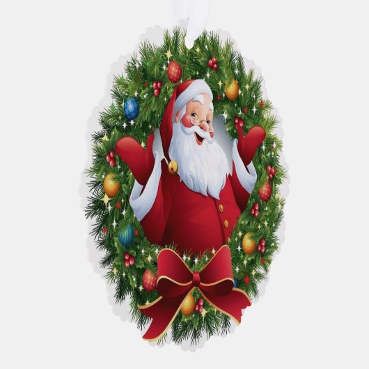 ファミリーフォト名前をカスタムするサンタクロース オーナメントカード (右)