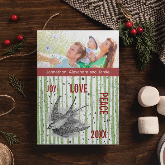 ファミリーフォト樺の木ツリーヴィンテージ鳥