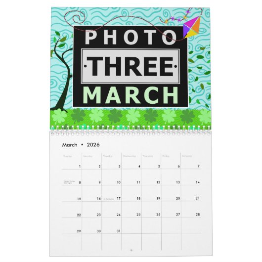 ファミリーフォト簡単カスタムDIY2025季節情景 カレンダー (3月 2026)