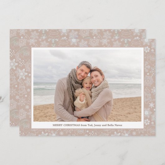 ファミリーフォト編集可能カラークリス伝統的マス シーズンカード (正面/裏面)