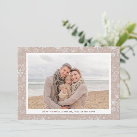 ファミリーフォト編集可能カラークリス伝統的マス シーズンカード (スタンド正面)