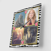 ファミリーフォト追加4写真|ゼブラバラ スクエア壁時計 (傾斜)