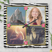 ファミリーフォト追加4写真|ゼブラバラ スクエア壁時計