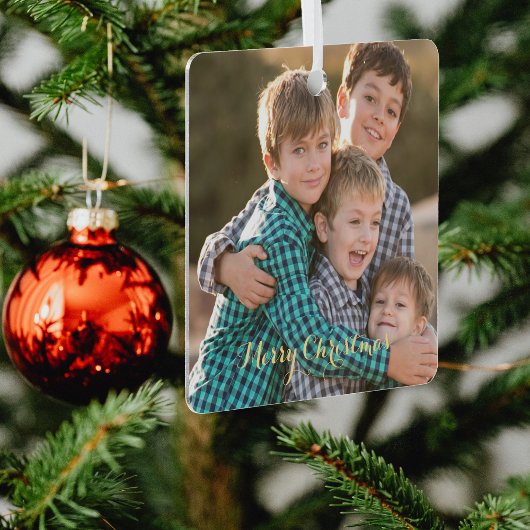 ファミリーフォト金ゴールドスエレガントクリプトの作成 メタルオーナメント