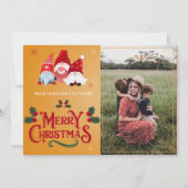 ファミリーフォト かわいい ノーム ホリデー メリークリスマス シーズンカード (正面)