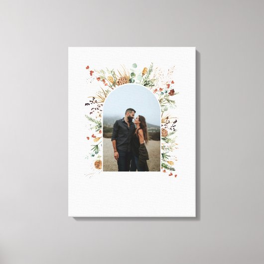ファミリーフォト アーチ 水彩 ボタニカル エレガント キャン キャンバスプリント (正面)