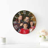 ファミリーフォト ホワイト ボールド ローマン数字 ラージ壁時計 (ホーム)