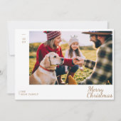 ファミリーフォト モダンゴールド メリークリスマス ホリデー シーズンカード (正面)