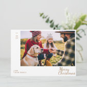 ファミリーフォト モダンゴールド メリークリスマス ホリデー シーズンカード (スタンド正面)