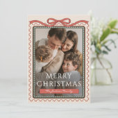 ファミリーフォト ヴィンテージ クリスマス スタンプ コケティー 招待状 (スタンド正面)