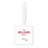 ファミリーフォト 名前 年 SPORTS ホリー クリスマス キューブオーナメント (正面)