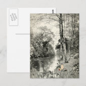 ファミリーフォレストヴィンテージアート1800年代ウォルドバッシェマンテ ポストカード (正面/裏面)