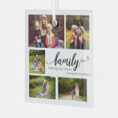 ファミリーフォーエバー5フォトコラージュ引用文スウィート ガラスオーナメント (正面左)