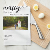 ファミリーフォーエバー5フォトコラージュ引用文スウィート キッチンタオル (四つ折り)