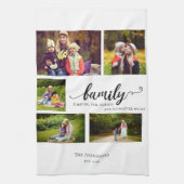 ファミリーフォーエバー5フォトコラージュ引用文スウィート キッチンタオル (縦)