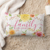 ファミリーフローラ水色ピンクのスクリプト素朴な木 ランバークッション (ブランケット)