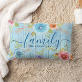 ファミリーブルーフローラ水色素素朴な木 ランバークッション (ブランケット)