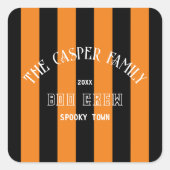ファミリーブークルーオレンジブラックストライプハロウィーン スクエアシール (正面)