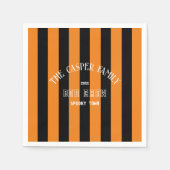 ファミリーブークルーオレンジブラックストライプハロウィーン スタンダードカクテルナプキン (正面)