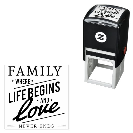 ファミリープライド白黒ヴィンテージタイポグラフィ セルフインキングスタンプ (インサイチュ)
