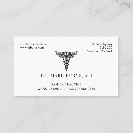 ファミリープラクティスドクターカドゥセウスアポイントメントと 名刺 (正面)