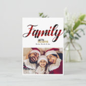 ファミリープレイド金ゴールドクリスマスホリデーフォトカード 招待状 (スタンド正面)