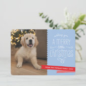 ファミリーペットモダンお洒落タイポグラフィ赤い青 シーズンカード (スタンド正面)