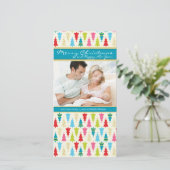 ファミリーホリデーフォトカード:: patternedxmastree 1P シーズンカード (スタンド正面)