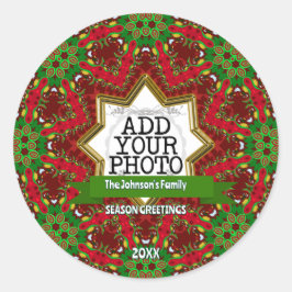 ファミリーホリデーフォトレッドグリーンフェスティバルヴィベ ラウンドシール