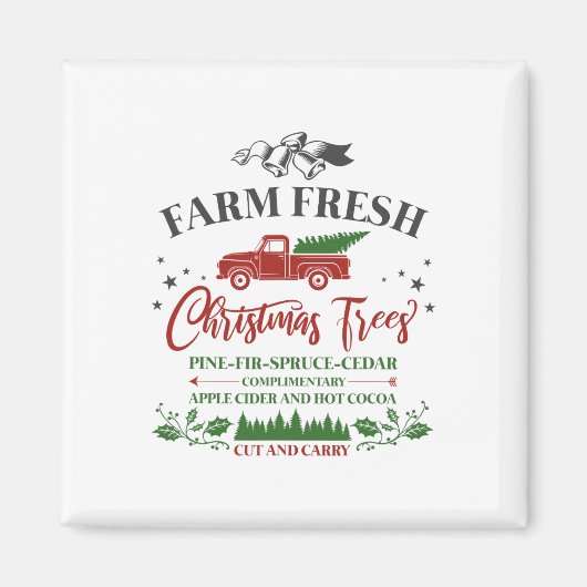 ファミリーホリデーヴィンテージファームフレッシュクリスマスツリー マグネット (正面)