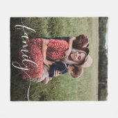 ファミリーホワイトスクリプトフォトオーバーレイ フリースブランケット (正面(横))