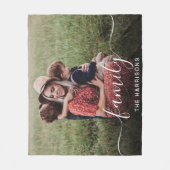 ファミリーホワイトスクリプトフォトオーバーレイ フリースブランケット (正面)