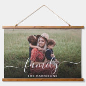 ファミリーホワイトスクリプトフォトオーバーレイ 吊り下げ型タペストリー (正面)