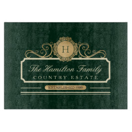 ファミリーホームエレガントモノグラム伝統グリーン カッティングボード