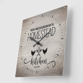 ファミリーホームステパーソナライズされたッド素朴ウッド スクエア壁時計 (傾斜)