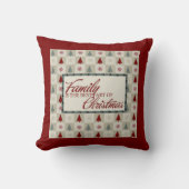 ファミリーホームデコールとレトロツリーとタイポグラフィ クッション (正面)